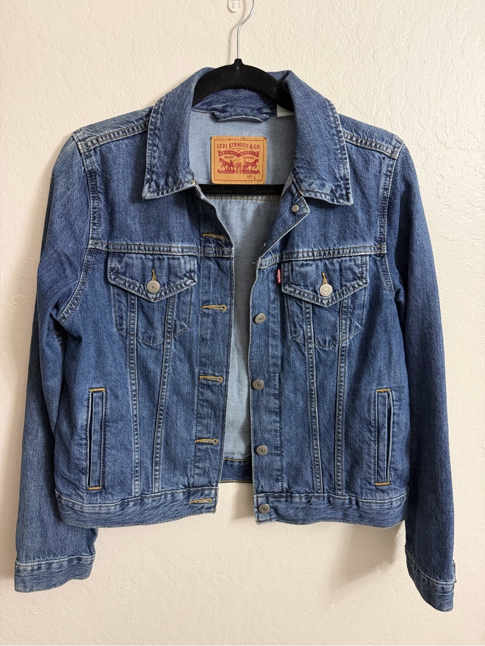 Levi's Light Blue Denim Jacket with Tan Logo Patch